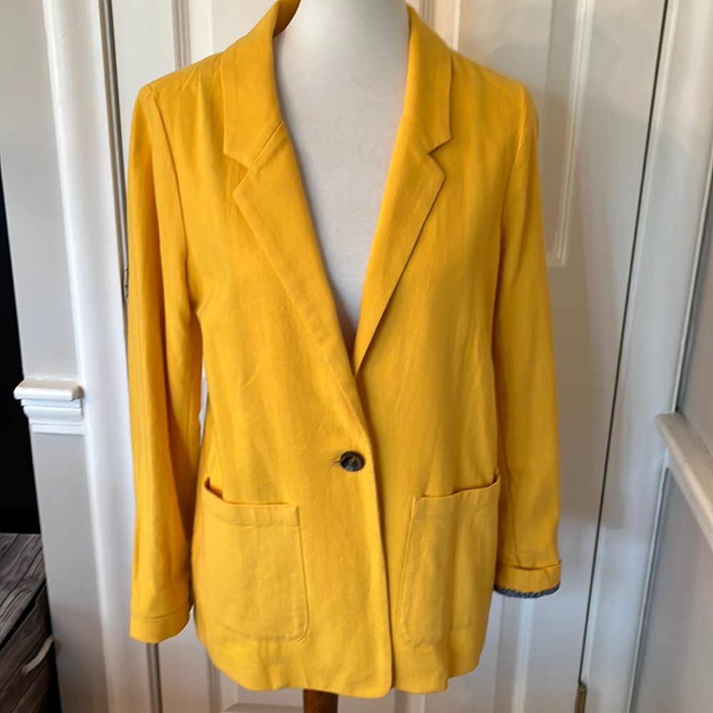 Soft Surroundings Women’s Blair 100% Cotton Yellow Blazer/Jacket XS